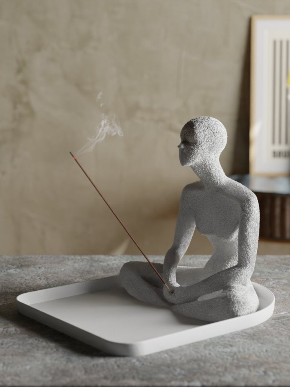 Modern Incense Holder with Ash Catcher Tray – Minimalist 3D Printed Decorative H